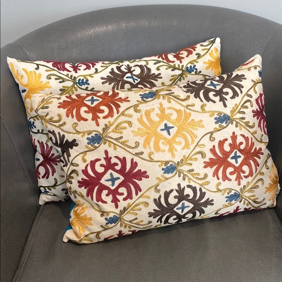 Pier 1 Other - Pier One Imports 2 Pillows Floral Paisley Embroidered - 18 X 12